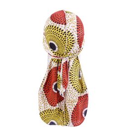 New African Pattern Silky Durag Bandanas Long Tail Pirate Hat For Men And Women Fashion Headcover Headwear