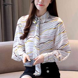 Blusas Korean Chiffon Clothing Long Sleeve Striped Office Lady Blouse Women Spring Elegant Tops and 8453 50 210508