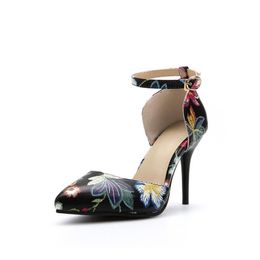 womens floral print shoes Canada - Sandals 2021 Small Big Size 30-46 Shallow Single Women Shoes High Heels 9cm Elegant Party Pumps Floral Print Buckle Shoe Woman 788-3