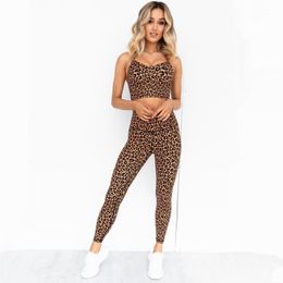 Yoga Outfit 2021 Women Set 2 Piece Leopard Sport Suit Fitness Wear Running Workout Push Up Leggings Pant Female Tracksuit