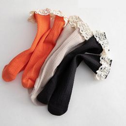 New Girls Long Length Soft Cotton Lace Baby Kids 0-3 Years Knee High Socks 210413