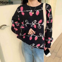Neploe Sweater Women Winter Clothes Woman Knitted Pullovers Vintage Crochet Floral Jumper Oversized Outwear Pull Femme 210422