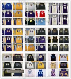 1996-97 Retro Basketball Bryant Jerseys Man Mesh Purple White Yellow Black 1996-2016 the hall of fame Vintage Snake front 8 back 24 Shirts 2006-07 2007-08 2008-09