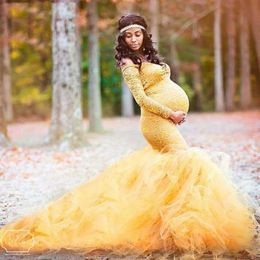 Long Sleeve Maternity Dresses for Photo Shoot Sexy Off Shoulder Lace Pregnancy Gown Dresses Pregnant Women Photography Prop
