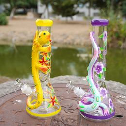 7mm Thick Bong 13 Inch Big Bongs Heady Glass Hookahs Handwork Handcraft Water Pipes 18mm Oil Dab Rigs With Diffused Downstem