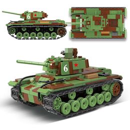 768PCS WW2 Military KV-1 Heavy Panzer Tank Building Blocks Soldier Amry Weapon tools Bricks DIY Toys Birthday Gifts For Children Q0624