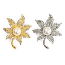 Pins, Brooches Crystal Pearl Brooch Alloy Fashion Clothing Accessories Jewellery