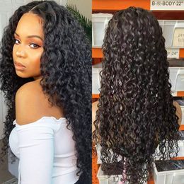 Mongolian Remy Hair Water Wave U Part Wig Human Hair for Black Women Glueless 10-24 inch