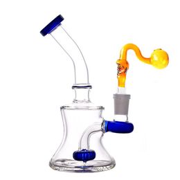 new design Glass Bong Hookahs Water Pipes Colorful Heady Small Bubbler Beaker recycle oil rig with skull glass oil bowl and banger nail 1pcs