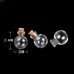 Round Ball Mini Bottles Pendants Necklace Small Glass With Cork Gift Jars Vial 100pcs New Arrival Free Shippinghigh qty