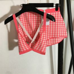 Stylish Knitting Women Swimwear Fashion Plaid Pattern Female Trendy Suit Sets Indoor Outdoor Elastic Lady Yoga Suits