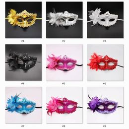 9 Styles Christmas Halloween Masks Party Venice Princess Lily Half Face Mask for Masquerade Ball KTV Bar Decorative C70816G