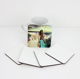 9*9cm Sublimation Coaster Wooden Blank Table Mats MDF Heat Insulation Thermal Transfer Cup Pads DIY Coasters SN2701