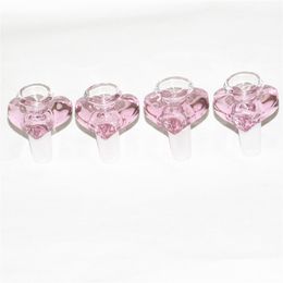 Heart Shape Thick Bowl Piece for Bongs Glass Slide Bowls Pieces smoking pink Colour dab oil rigs 14mm