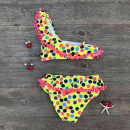 Swimsuit Two Pieces Children's Swimwear Children Dot Print Girls Bikini Sets Bathing Suit Biquini Infantil A30