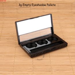 50pcs/Lot Wholesale Plastic Black Empty 3g Eyeshadow Box with Mirror 1/10OZ Women DIY Brush Packaging Refillable 3ml Containerhood qty