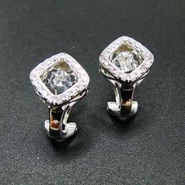 Selling 925 Sterling Silver Dancing Diamond Dancing CZ Womens Stud Earrings For Engagement / Party / Birthday Gift 210524