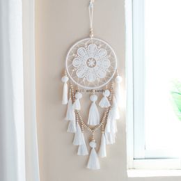 Wood Bead Tassel Sunflower Pendant Hanging for Home Window Decor Wind Chimes Wall Car Hanging Decor