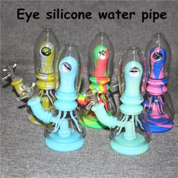 7.8 inches glass bongs hookah Silicone water pipe dab rigs with 14mm tobacco bowl