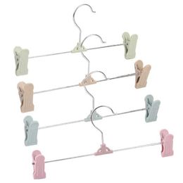 Trouser Hangers, 10 Pack Skirt Hangers with Adjustment Plastic Grip Pant Hangers 53CB 210702