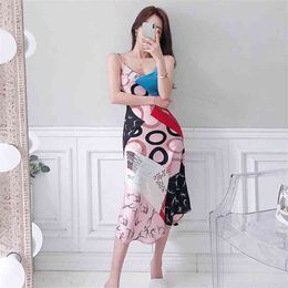 ladies floral pattern for women Summer korea Fahsion Sleeveless Sling Polyester Sundress Sexy Off Shoulder Print Dress 210602