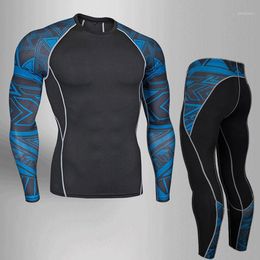 skins compression clothes UK - Running Sets Mens Sport Set Compression T-Shirt + Pants Skin-Tight Long Sleeves Fitness Rashguard Training Clothes Gym Yoga Suits