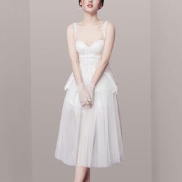LLZACOOSH 4 Fashion sexy white dress bohemian woman summer clothing elegant women spaghetti strap Chic Party Dress 210514