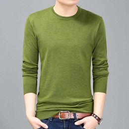 Man Slim Sweater T Shirts Casual Solid Colour Thin Jumper Male Long Sleeve Wool Knit Clothing Pullovers Y0907