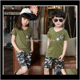 Retail Big Boys Girls Children Short Sleeve Tshirtshorts 2Pcs Set Kids Suit Camp Ycy9E Dworn