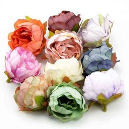 100pcs/lot 5cm High Quality Silk Peony Flower Head Artificial Home Wedding Decor DIY Garland Craft Flowers Accessories 211108