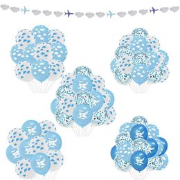 Party Decoration 12inch Blue White Airplane Cloud Confetti Latex Balloon Inflatable Helium Air Globos Baby Shower Birthday