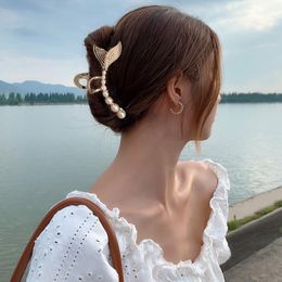 Hair Clips & Barrettes Korean Big Pearls Acrylic Sweet Crystal Flower Claw Chic Crab Hairpins Fashion Accessories