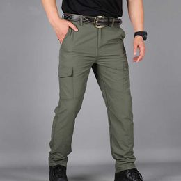Thoshine Brand Summer Men Casual Cargo Pants Thin Pockets Outdoor Quick Dry Breathable Waterproof Military Tactical Trousers 210616