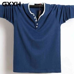 New Autumn Winter Men's Long Sleeve T-Shirts Plus Size 4XL 5XL 6XL Solid Colour Tee Cotton Oversize T-shirt Man Big Size Tee 210409