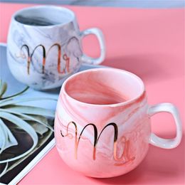 2 pieces Flamingo Coffee Mugs Ceramic Mug Mr Mrs Travel Cup Milk Tea 250ml Christmas Wedding Gift Drop 210804