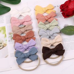 Nylon Bows Baby Headband Newborn Elastic Hair Bands For Cute Girls Solid Colours Headbands Turban Headwear Kids Hair Accessories