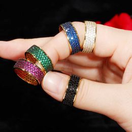 Chic Micro Pave Green Blue Black Cubic Zirconia Stone Ladies Round Love Engagement Wedding Party Rings Jewellery R163 210714