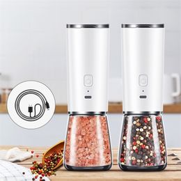 Electric Pepper Grinder Spice Mill Automatic Gravity Induction Salt and Adjustable Coarseness High Capacity 220311