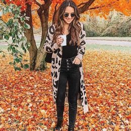 INSPIRED leopard cardigan women fashion Oversized autumn winter cardigan sweaters pockets cardigan jerseys outwear 210412