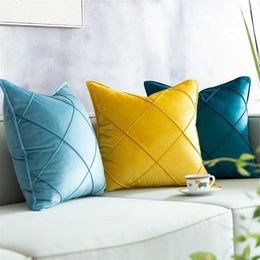 Velvet Nordic Sofa Pillows Luxury Satin Cushion For Living Room Car Decorative 45x45 30x50 Yellow Blue 211203