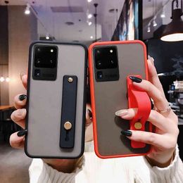 Shockproof Bumper Phone Cases For Samsung Galaxy A50 A51 S21 S20 S10 S8 S9 Plus Wrist Strap Stand Soft Clear Back Cover
