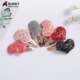 Heart-Shaped Hair Clips For Children Rainbow Color New Born Harpins Sweet Barrettes For Bebe Girl Kids Hair Accessories