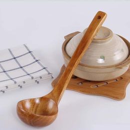 Long Handle Large Wooden Spoon Dessert Rice SoupTeaspoon Cooking Kitchen Spoons Wood Accessories Tools Home Gadgets