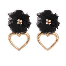 Lace Flower Drop Earrings Women Love Heart Pendientes Big Earrings Statement Korean Earrings Jewellery