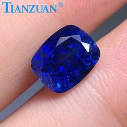 antique cushion shape emeral d cut blue Colour lab created sapphire loose stone