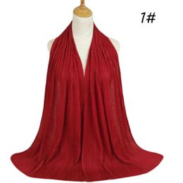 New wrinkled jersey cotton long fashion scarf solid Colour ruffled silk scarf women's shawl