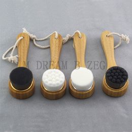 Face Cleansing Brush Wash Face Removes Makeup and Blackhead Massage Fiber Cleansing Brushes with Beech Wood Handle