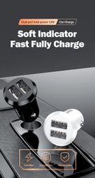 VIPFAN Mini Car Charger 2.4A Fast Charging Dual USB Adapter Fireproof Quick Chargers for Smartphones with Colour Box DC-C1