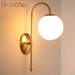 Wall Lamp Modern Glass Ball Nordic Led Light Fixtures For Home Decor Living Room Kitchen Bathroom Bedroom Gold Sconce Luminaire