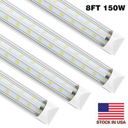 150W SMD 5730 LED Tube 8FT Shop Light Fixture Cooler Door Freezer Bulbs 2ft 4ft 5ft 6ft V Shape Integrated Lamps